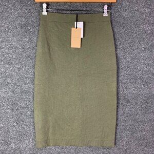NEW $69 Halogen Nordstrom Olive Knit Pencil Skirt Soft‎ Stretch Small Petite